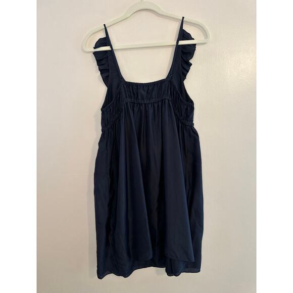 Susanna Monaco Womens Navy Ruffle Flutter Pockets Silk Coquette Mini Dress 2 - Picture 2 of 8
